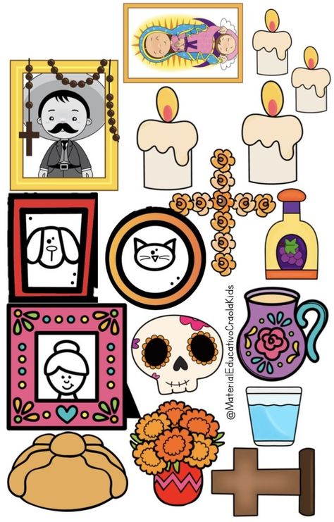 Dia De Los Muertos Decorations Ideas, Ocean Projects, Mini Altar, Mexican Party Theme, Halloween Arts And Crafts, All Souls Day, Hello Kitty Halloween, Cabinet Ideas, Small Canvas Art