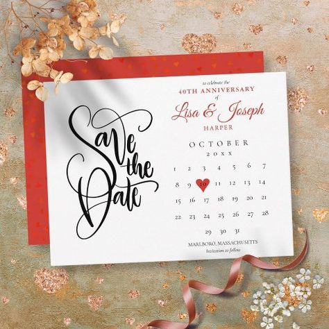 $1.95 | 40th Anniversary Save the Date Calendar Ruby Heart #calendar, save the date, ruby hearts confetti, modern stylish, elegant script, ruby love heart, ruby wedding anniversary celebration, 40th wedding anniversary, forty years, chic romantic Anniversary Save The Date, Save The Date Calendar, Wedding Calendar, Ruby Wedding Anniversary, Wedding Anniversary Celebration, Wedding Magnet, 40th Wedding Anniversary, Ruby Heart, Magnetic Card