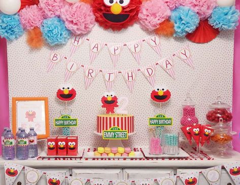 Pink Sesame Street Birthday, Sesame Street Decor, Elmo First Birthday, 1st Birthday Party For Girls, Elmo Birthday Party, Elmo Party, Girl Birthday Decorations, Sesame Street Party, 1st Birthday Decorations