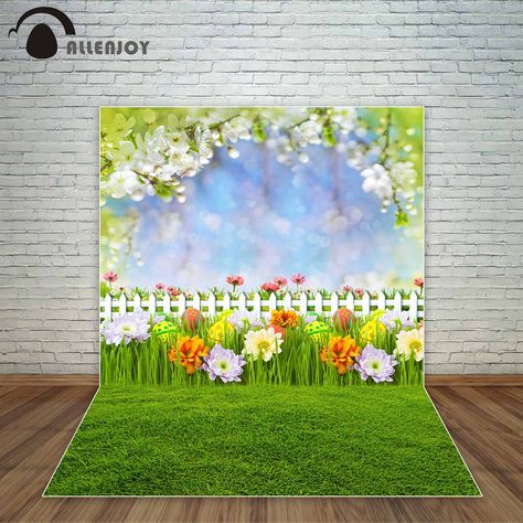 Allenjoy easter backdrop colorful eggs in grass garden flowers spring grassland lovely background for baby kids fund studio Easter Photo Booth, Easter Green, Easter Backdrop, Lovely Background, Flowers Meadow, Grass Garden, Landscape Borders, Easter Backdrops, Colorful Eggs