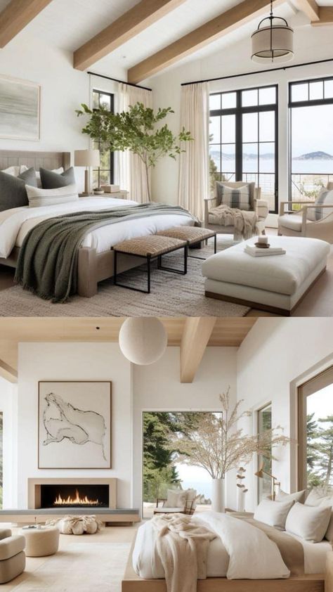 Primary Bedroom Ideas Vaulted Ceiling, Primary Bedroom With Vaulted Ceiling, Parents Retreat Master Suite, Retreat Master Suite, California Modern Bedroom, Bedroom Reference, Bedroom With Vaulted Ceiling, Parents Retreat, Marble Quarry