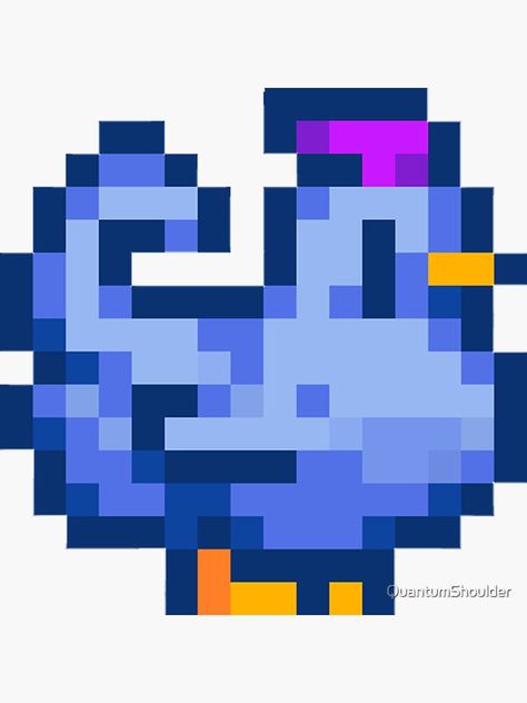 Stardew Blue Chicken, Stardew Valley Void Chicken, Blue Chicken Stardew Valley, Stardew Valley Strawberry, Stardew Perler, Stardew Valley Icons, Stardew Valley Chicken, I Love My Niece, Chicken Sticker