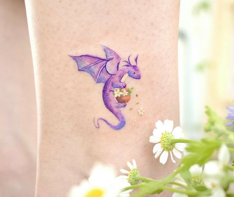 Colorful Dragon Tattoo For Women, Book Dragon Tattoo, Best Dragon Tattoos, Watercolor Dragon Tattoo, Baby Dragon Tattoos, Cute Dragon Tattoo, Blue Dragon Tattoo, Black Dragon Tattoo, Interesting Tattoos