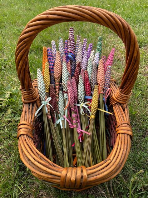 Handmade woven lavender wands made with lavender grown on my family farm in Oregon. Made using satin ribbon. This craft has been a tradition in my family for decades.  The lavender used in these plants has been harvested throughout the month of August 2023. The wands are woven immediately following harvest. The wands can last years while still retaining their relaxing aroma, simply squeeze and roll the wand to refresh the smell.  Can be used to keep drawers, closets, cars, bathrooms, etc... fres Lavender Basket, Lavender Wands, Lavender Uses, Garden Prepping, Lavender Crafts, Month Of August, Dried Flower Arrangements, Family Farm, Craft Fairs