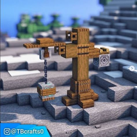 Minecraft Crane Design, Minecraft Western Builds, Minecraft Crane, Minecraft Market, Minecraft Building Guide, Minecraft Idea, Minecraft Houses Survival, Minecraft Forge, Medieval Decor