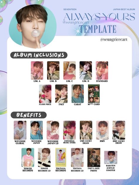 Seventeen Seungkwan, Photocard Template, Always You, Music Store, Photo Cards, Seventeen