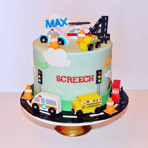 Vehicle cake little boy trucks road cars #jamiechristinessweets Construction Vehicle Cake Ideas, Vehicles Theme Cake, Vehicle Cake Design, Transport Cake Ideas, Vehicle Cakes For Boys, Transportation Cakes For Boys, Vehicle Birthday Cake, Vehicles Birthday Cake, Vehicle Theme Cake