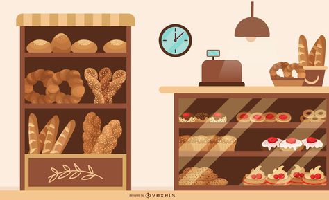 Bakery shop flat illustration #AD , #AFF, #SPONSORED, #shop, #flat, #illustration, #Bakery Bakery Shop Illustration, Bakery Interior Design, Interior Design Illustration, Farm Cartoon, Bakery Shop Design, Bakery Interior, Bakery Design Interior, Illustration Flat, Shop Illustration