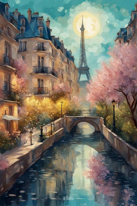 Classic beautiful spring ancient cityscape. A flavour of impressionism art Parisian Painting, Marilyn Monroe Artwork, Paris Painting, Glittery Wallpaper, Paris Wallpaper, Abstract Painting Print, Impressionism Art, Desktop Pictures, Ancient City