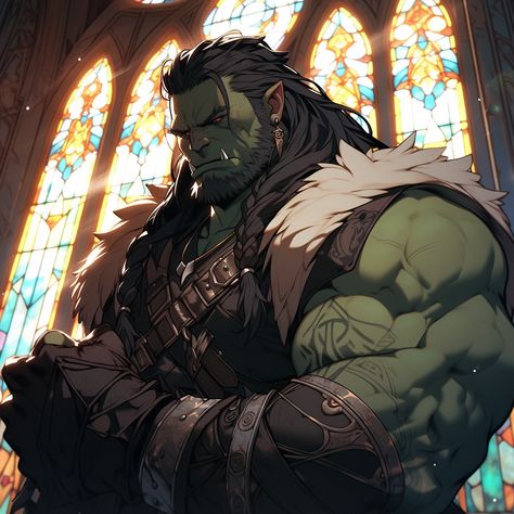 Orc Barbarian Male, Barbarian Character Design Male, World Of Warcraft Orc, Half-orc Male, Orc Barbarian, Half Orc Barbarian, Dnd Orc, Barbarian Dnd, Warcraft Orc