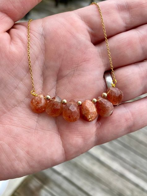 Sunstone Beaded Necklace, Silver Sunstone Jewelry With Natural Stones, Handmade Spiritual Sunstone Necklace, Spiritual Jewelry With Natural Sunstone, Sunstone Necklace, Coral Jewelry Set, Elegant Sunstone Jewelry, Round Shape, Sunstone Jewelry, Jewlery Necklace