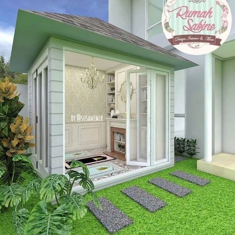 tap 2x ya ... Inspirasi RUang Musholla yang Cantik..😍😘 . . Mau yang CUSTOM seperti ini ? ? ? Bisa lho, pokok'y RUMAH dibangun sesuai impian… Small House Design Exterior, American Interior, Prayer Room, Small House Design, Outdoor Design, House Inspiration, Future House, Small House, Room Design