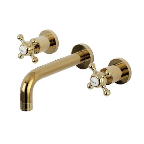 Kingston Brass KS8122BX Metropolitan 1.2 GPM | Build.com Built In Hack, Brass Faucet Bathroom, Wall Mount Bathroom Faucet, Antique Brass Faucet, Brass Bathroom Faucets, Gregory House, Wall Faucet, Wall Mount Faucet Bathroom, Vessel Faucets