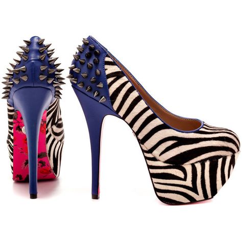 Betsey Johnson Women's Grrace - Zebra ($110) ❤ liked on Polyvore featuring shoes, pumps, heels, betsey johnson, studded pumps, zebra high heel shoes, platform pumps, betsey johnson shoes and round toe pumps Blue Zebra Print Nails, Zebra Heels, Blue Zebra Print, Zebra Print Heels, Zebra Shoes, Zebra Print Nails, Rainbow Heels, Print Nails, Betsey Johnson Shoes