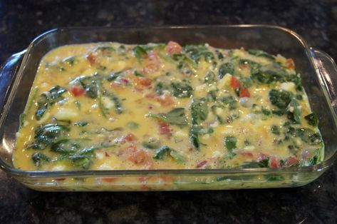 Potato Spinach Egg and Cheese Breakfast Casserole | Bits and Bytes Cheesy Potato Breakfast, Quick Breakfast Casserole, Egg And Cheese Breakfast Casserole, Potato Egg Casserole, Potato Breakfast Casserole, Breakfast Potato Casserole, Potato Spinach, Veggie Frittata, Breakfast Egg Casserole