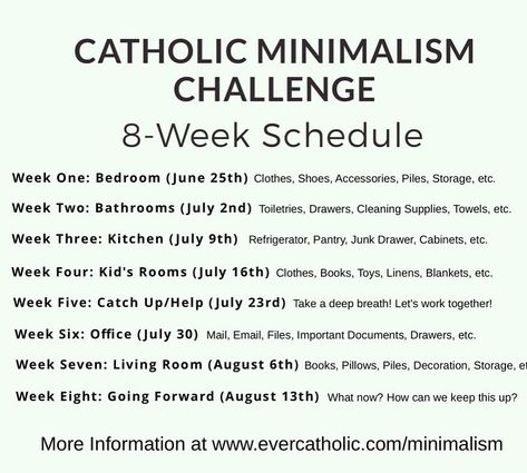 Catholic Minimalism, Minimalism Challenge, Week Schedule, Business Coach, Make It Work, Catholic Faith, Simple Living, Coaching Business, Bible