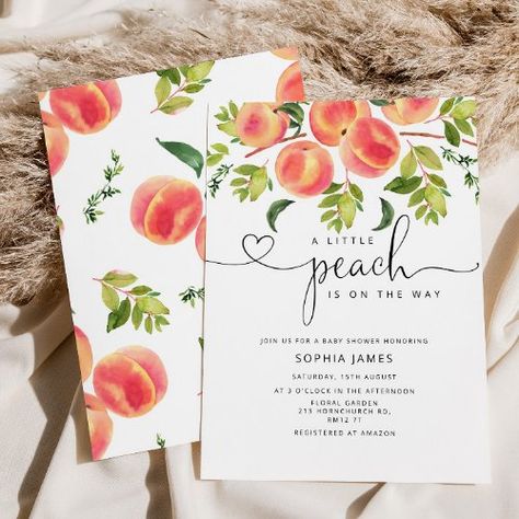 $ 2.98 | Watercolor Little peach is on the way baby shower #baby shower, invitation, seasonal, burgundy, way, peach, little peach is on the, watercolor, greenery, fruit Peach Baby Shower Invitations, Peach Baby Shower, Watercolor Greenery, Colored Envelopes, Free Birthday Invitations, Free Birthday Invitation Templates, Floral Garden, Free Birthday Stuff, Zazzle Invitations