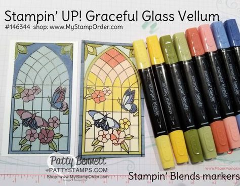 Stampin' UP! Graceful Glass vellum colored with Stampin' Blends markers by Patty Bennett Copic Colors, Patty Bennett, Stampin Blends, Poinsettia Cards, Vellum Cards, Everyday Cards, Homemade Greeting Cards, Coloring Tips, Window Cards