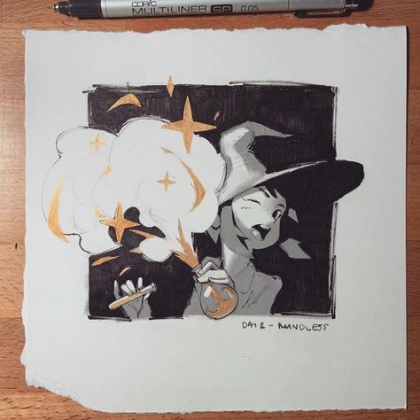 Day 2 - Mindless. Making potions mindlessly can sometimes lead to dazzling results ✨#inktober #witches #sketch #art #artistoninstagram Potion Making Drawing, Witch Brewing Potion Art, Witches Sketch, Witch Making Potion, Witch Inktober, Making Potions, Inktober Sketches, Witch Potions, Potion Witch