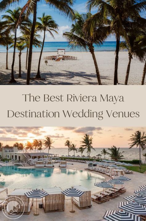 Riviera Maya weddings offer the perfect destination for a romantic beach ceremony. Explore our favorite Riviera Maya wedding venues and find the ideal spot for your big day. Whether you want a small, intimate wedding or a grand celebration, the Riviera Maya has it all. Head to our website to learn more about weddings in Mexico and start your wedding planning with Romance Travel Group. Cancun Wedding Venues, Weddings In Mexico, Cancun Destination Wedding, Mexico Weddings, Destination Wedding Caribbean, All Inclusive Wedding Packages, Riviera Maya Weddings, Romance Travel, Easy Wedding Planning