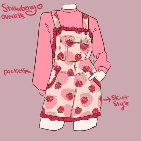 Mochipan (@mochipanofficial) • Instagram photos and videos Mushroom Sweater, Strawberry Outfit, Art Outfits, Clothing Design Sketches, My Bad, The Pose, Drawing Anime Clothes, Dress Design Sketches, I Accidentally