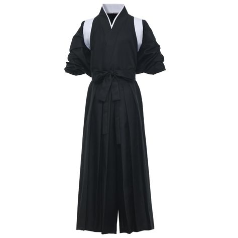 PRICES MAY VARY. Adult Japanese Traditional Warrior Black Yukata Judo Martial Arts Halloween Fancy Dress Material: Polyester, comfortable and durable. Package: 1*Kimono Top + 1*Pants + 1*Waistband + 1*Shoulder strap + 2*Tabi socks + 1* Headband Features: Long-sleeved shirt with a V-neckline, decorated with white edging, the waistband can be adjusted according to your own waist, loose to fit. Occasions: The kendo aikido uniform is suitable for samurai cosplay costume, anime, dress-up theme partie Japanese Traditional Clothing Men, Japanese Samurai Clothing, Kendo Uniform, Black Yukata, Yukata Men, Samurai Cosplay, Fancy Dress Material, Martial Arts Uniform, Traditional Japanese Clothing