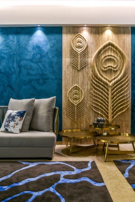 Sense Of Harmony In Residence Interior Design | Aum Architects - The Architects Diary Residence Interior Design, Residence Interior, Wall Decorating, Pooja Room Design, Creative Bedroom, Décor Boho, Creative Wall, Decor Minimalist, Décor Diy