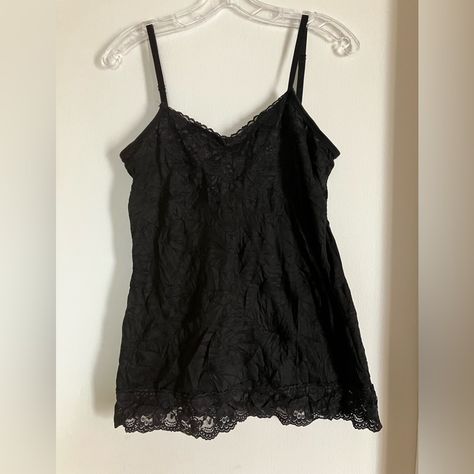 Nwt Dressbarn Black Tank Top. Size Medium. 2000s Tank Top, Fancy Tank Tops, Lace Top Black, Digital Wardrobe, Black Lace Tank Top, Slip Top, Future Wardrobe, Loose Tank Tops, 40 Dress