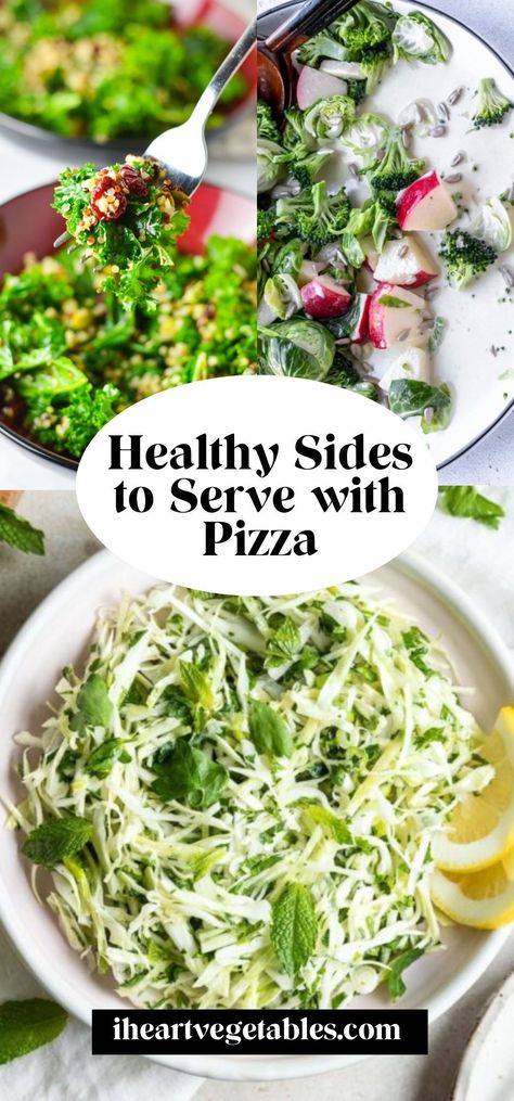 Looking for a healthy side dish to serve with pizza? I’ve got you covered! From air-fried vegetables to simple salads these recipes are a great way to balance your plate! Enjoy one of these tasty recipes on your next pizza night! Healthy Pizza Side Dishes, Salad That Goes With Pizza, Salad To Serve With Pizza, Pizza Night Salad, Pizza Sides Dishes, Sides For Pizza Party, Sides With Pizza, Salad For Pizza, Side Dishes For Pizza