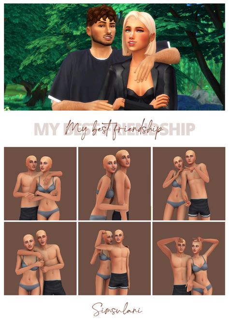 #302 Pose Pack | My beautiful friendship | Simsulani on Patreon Sibling Pose Sims 4, Ts4 Sibling Poses, Sims 4 Simsulani Poses, The Sims 4 Siblings Poses, Sims 4 Cc Poses Siblings, Sims 4 Cc Sibling Poses, Sims 4 Sisters Poses, Best Friend Pose Pack Sims 4, Sims 4 Cc Best Friend Poses