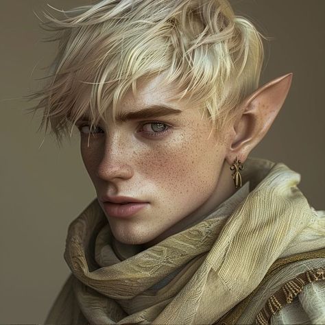 Character Inspiration Male Blonde, Blonde Elf Male, Elf Drawings, Fantasy Elf, Dnd Elves, Male Fairy, Male Elf, Blonde Hair Green Eyes, Elf Man