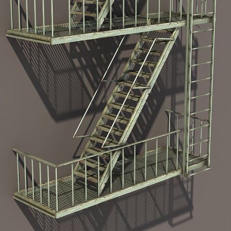 Fire Escape Stairs, Fire Escape Shelf, Apartment Lamps, Fire Escape Ladder, Steel Stairs, Metal Stairs, Stairs Architecture, Fire Escape, Simple Graphic