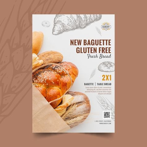 Gluten Free Baguette, Cookies Branding, Food Template, Pin Ideas, Gluten Free Bakery, Bakery Design, Bakery Shop, Pastry Shop, Fresh Bread