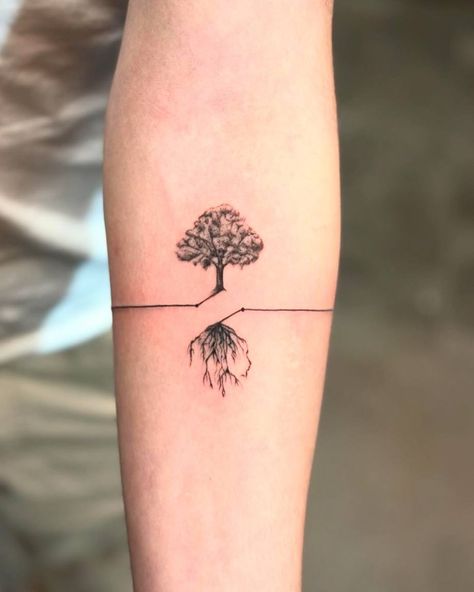 With an eye for detail, Rima (@rimatattoo) creates delicate tattoos that embody elegance and simplicity. Each pieces showcases intricate designs that tell a unique story, reflecting the beauty of minimalism. The artistry lies in the subtlety, leaving a lasting impression on all who admire it. #finelinetattoo #minimalisttattoo #tattooinspiration #tattooartist #tattoostudio Mini Tree Tattoo, Tree Tatto, Roots Tattoo, Fine Line Tattoo, Delicate Tattoo, Mini Tree, Line Tattoo, Real Tattoo, Tree Tattoo