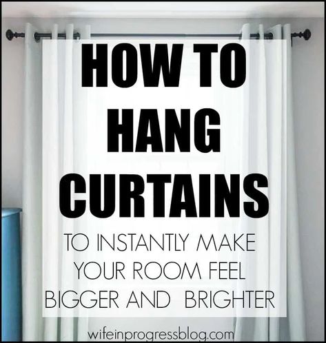 How to correctly hang curtains | make room feel bigger | curtain height | how to hang draper How High Should Curtains Be Hung, Small Living Room Window Ideas Curtains, How To Hang Curtains To Make Room Bigger, How Far To Hang Curtains From Window, Hanging Drapes Ideas, How To Put Curtains, Ways To Hang Curtains Without Rod, How High To Hang Curtains, How To Hang Curtains Properly