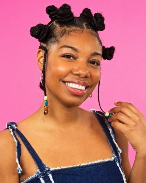 4 Natural Hair Braid Styles - Bantu Knots, Box Braids, and More Braids for Natural Hair Natural Hair Braid Styles, Braids For Natural Hair, Black Women Protective Styles, Best Wavy Hair Products, Bantu Knot Hairstyles, Box Braid Hair, Braids For Black, Blonde Box Braids, Short Box Braids