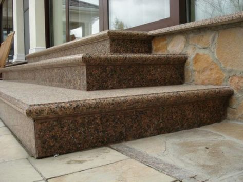 Granite Steps, Granite Stairs, Stairs Edge, Molding Design, Granite Blocks, Paving Pattern, Staircase Design Modern, Window Molding, Stone Stairs