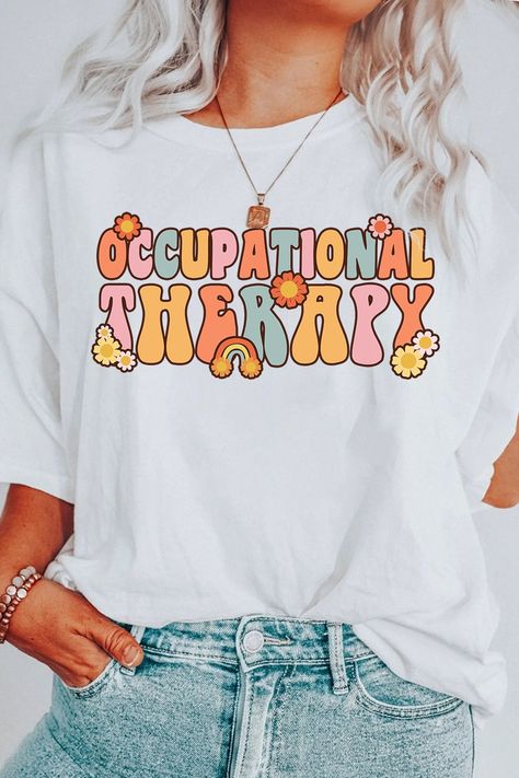 Amazon.com: Occupational Therapy Pediatric OT Therapist Cute Groovy T-Shirt : Clothing, Shoes & Jewelry Occupational Therapy Assistant, Pediatric Occupational Therapy, Graduation Design, Occupational Therapy, Pediatrics, Branded T Shirts, Shirt Design, Shoes Jewelry, Top Styles