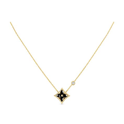 Louis Vuitton Necklace, Blossom Jewelry, Louis Vuitton Color, Louis Vuitton Jewelry, Star Pendant Necklace, White Gold Chains, Sparkling Diamond, Jewelry Lookbook, Black Necklace