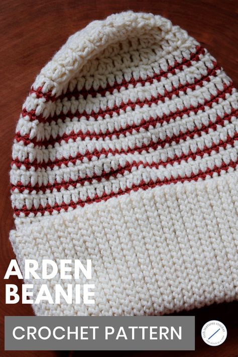 A crochet beanie worked in brown and white stripes Stitch Step By Step, Advanced Crochet Stitches, Beanie Pattern Free, Easy Crochet Hat Patterns, Crochet Beanie Pattern Free, Beanie Crochet Pattern, Ribbed Crochet, Advanced Crochet, Easy Crochet Hat