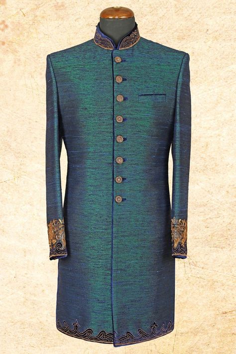 Peacock Blue Kurta For Men, Mens Evening Wear, Indian Groom Dress, Grooms Men, Kurta For Men, Blue Kurta, Sherwani For Men, Men's Ethnic Wear, Designer Suits For Men