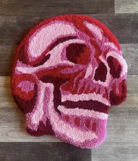 Pink Goth Decor, Gothic Bedroom Decor, Yellow Kitchen Cabinets, Tufting Diy, Gothic Decor Bedroom, Skull Rug, Rugs Ideas, Gothic Bedroom, Funky Rugs