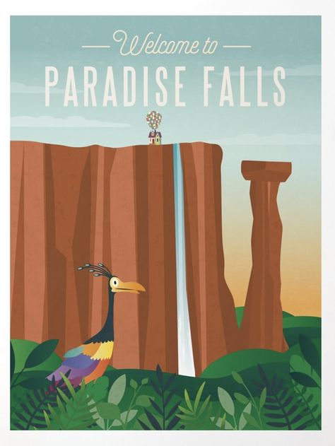 Paradise Falls Up, Cell Wallpaper, Up Pixar, Disney Wall Art, Up Disney, Paradise Falls, Welcome To Paradise, Up Poster, Fall Images