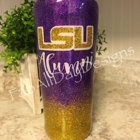 Gold Tumbler Ideas, Lsu Tumbler Ideas, Lsu Nails Designs Purple Gold, Lsu Tumbler Cups For Men, Gold Glitter Tumbler, Purple And Gold Tumbler, Purple Glitter Cheetah Tumbler, Purple And Blue Glitter Tumbler, Gold Tumbler