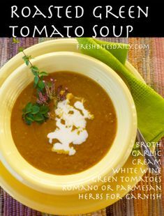 Green Tomato Soup, Roasted Soup, Tomato Roasted, Tomato Tomato, Soup Tomato, Green Tomato Recipes, Soup Vegetable, Soup Healthy, Cream Icing