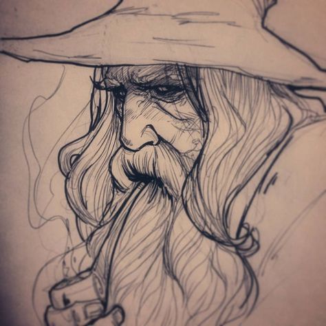 Gandalf Tattoo, Wizard Drawings, Pencil Sketches Landscape, Wizard Tattoo, Small Sketchbook, Hobbit Art, Middle Earth Art, Lotr Art, Art Drawings Sketches Pencil