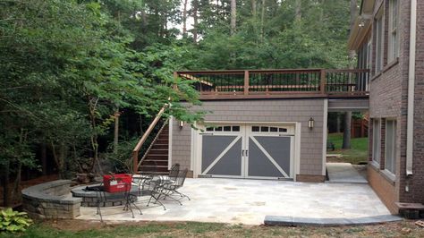 Garage Roof Deck, Ombra Pergola, Travertine Patio, Pool Pergola, Garage Pergola, Backyard Garage, Garage Roof, Cheap Pergola, Deck Designs Backyard