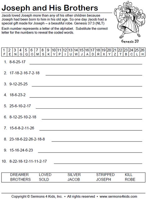 Joseph and His Brothers - Decoder Puzzle Joseph's Brothers Sell Him Craft, Joseph And His Brothers Activities, Joseph And His Brothers Craft, Joseph And Brothers Craft, Story Of Joseph Activities, Joseph Sold By His Brothers Craft, Joseph The Dreamer Craft Sunday School, Joseph Forgives His Brothers Craft, Joseph Sold By His Brothers