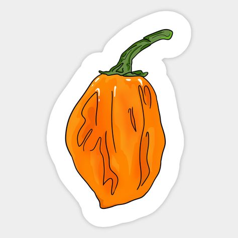 Habanero chili pepper simplified -- Choose from our vast selection of stickers to match with your favorite design to make the perfect customized sticker/decal. Perfect to put on water bottles, laptops, hard hats, and car windows. Everything from favorite TV show stickers to funny stickers. For men, women, boys, and girls. Chile Habanero, Habanero Chili, Chilli Pepper, Vintage Cartoon, Chili Pepper, Small Magnets, Stuffed Hot Peppers, Kids Magnets, Case Stickers