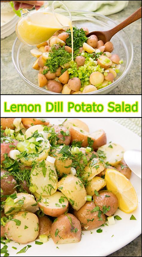 Dill Potato Salad, Dill Potato, Potatoe Salad, Dill Potatoes, Potato Salads, Lemon Dill, Potato Cakes, Fit Food, Potato Side Dishes